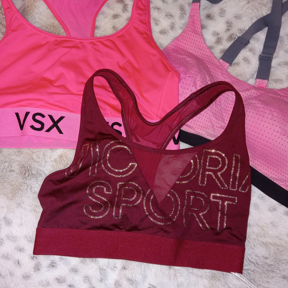 Victoria's Secret Burgundy and Pink Sports Bras